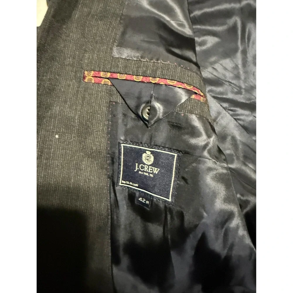 J.Crew 42R Charcoal Gray Wool Linen Sport Coat Blazer 2 Button Summer Jacket
